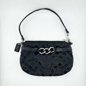 EUC Coach Black Canvas Hand Bag with Silver Hardware